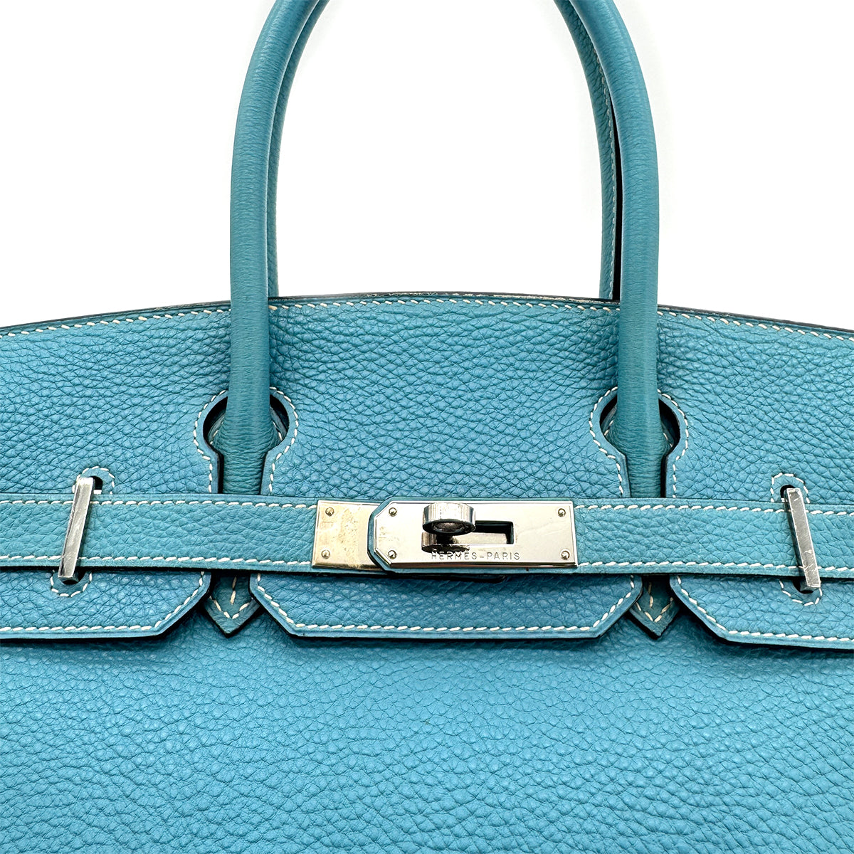 HERMES BIRKIN 30 BLUE JEAN TAURILLON CLEMENCE HAND BAG ▢E SHW 90274046