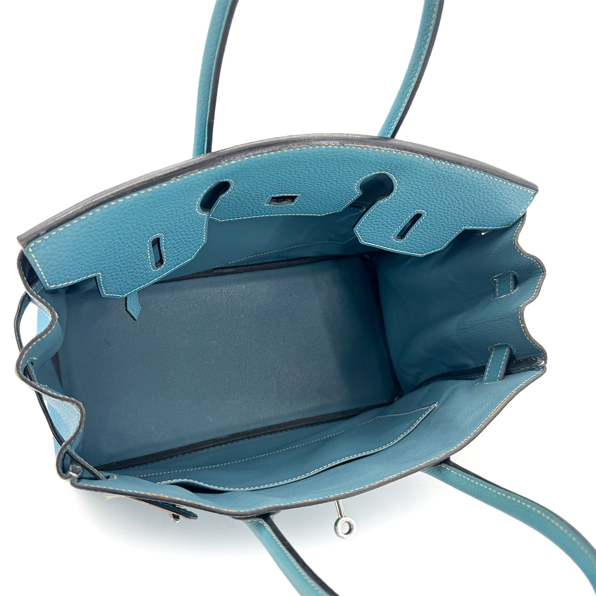 HERMES BIRKIN 30 BLUE JEAN TAURILLON CLEMENCE HAND BAG ▢E SHW 90274046