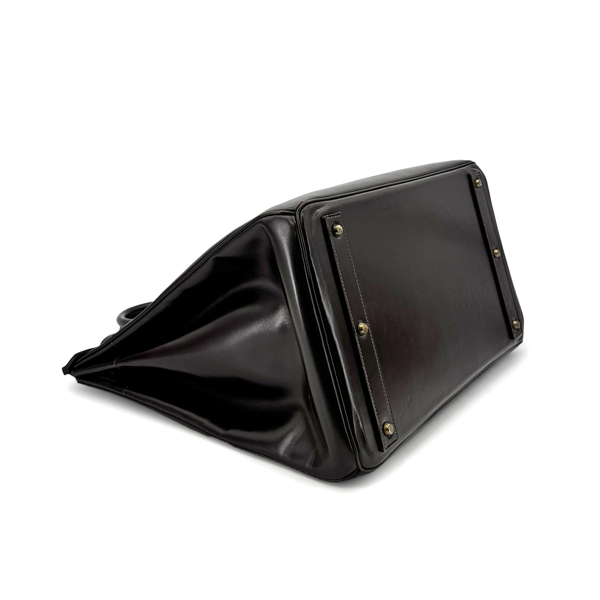 HERMES HAUT A COURROIES 45 MARRON FONCE BOXCALF HAND BAG 〇P GHW 90274048