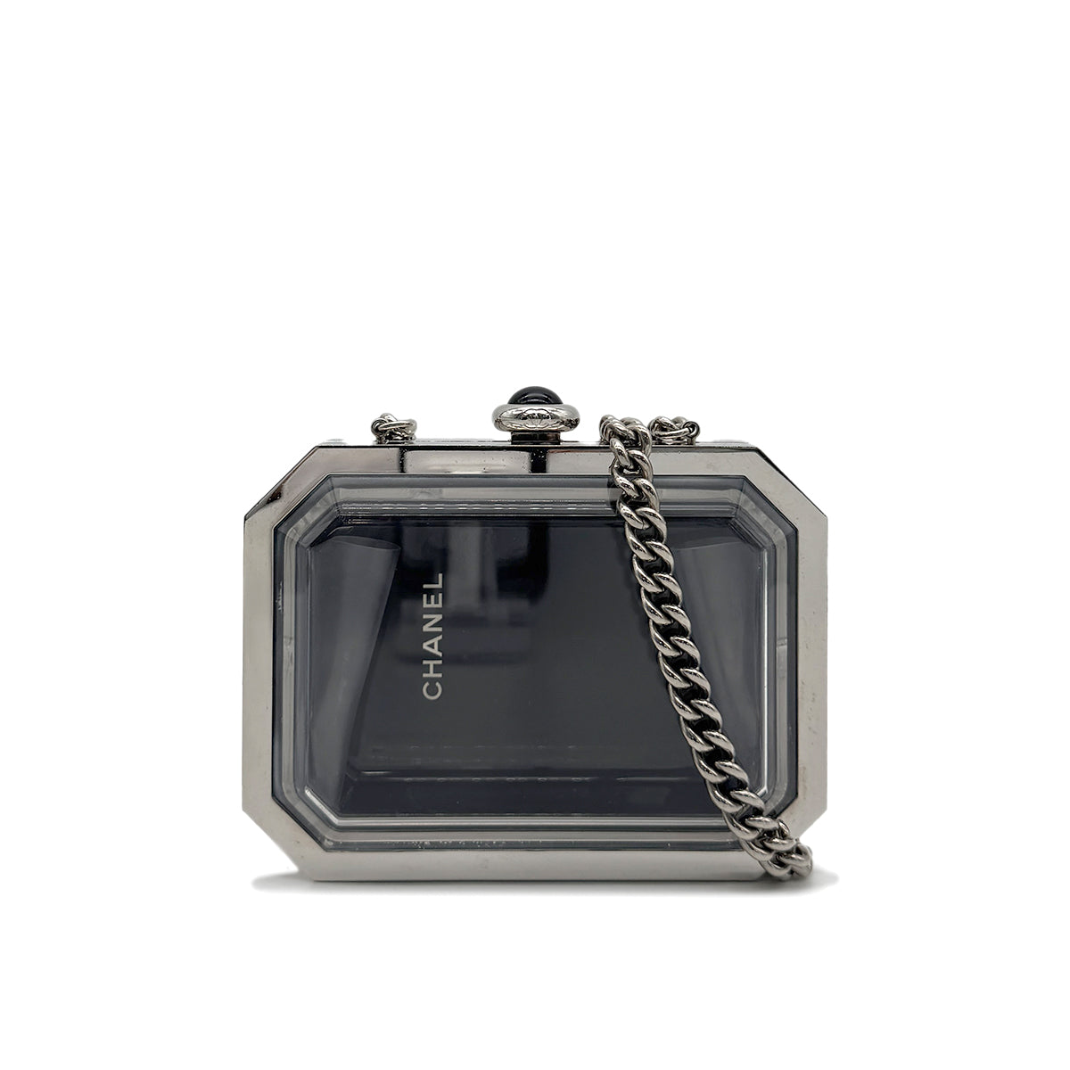 CHANEL PREMIERE CHAIN SHOULDER BAG CLEAR BLACK SILVER ACRYLIC 90274051