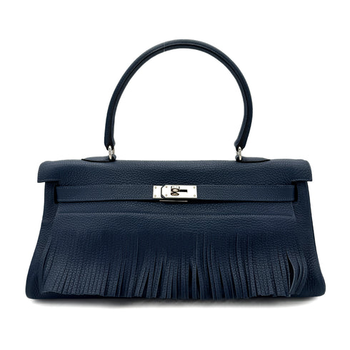 HERMES SHOULDER KELLY FRINGE RETOURNE BLUE ABYSSE TAURILLON CLEMENCE □M SHW 90274052 - PURPOSE