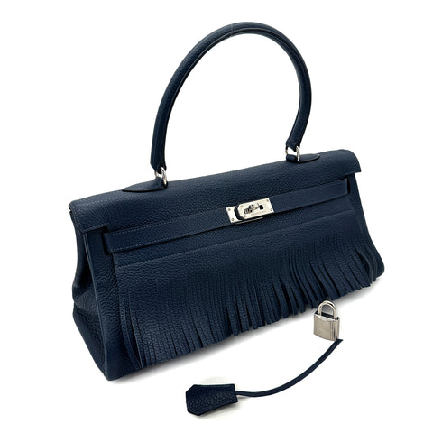 HERMES SHOULDER KELLY FRINGE RETOURNE BLUE ABYSSE TAURILLON CLEMENCE □M SHW 90274052 - PURPOSE