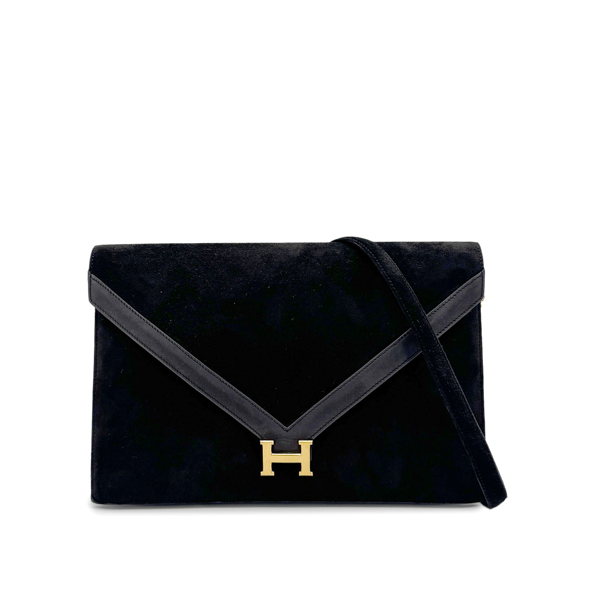 HERMES LYDIE BLACK DEBRIS CLUTCH SHOULDER BAG 〇F 90274054