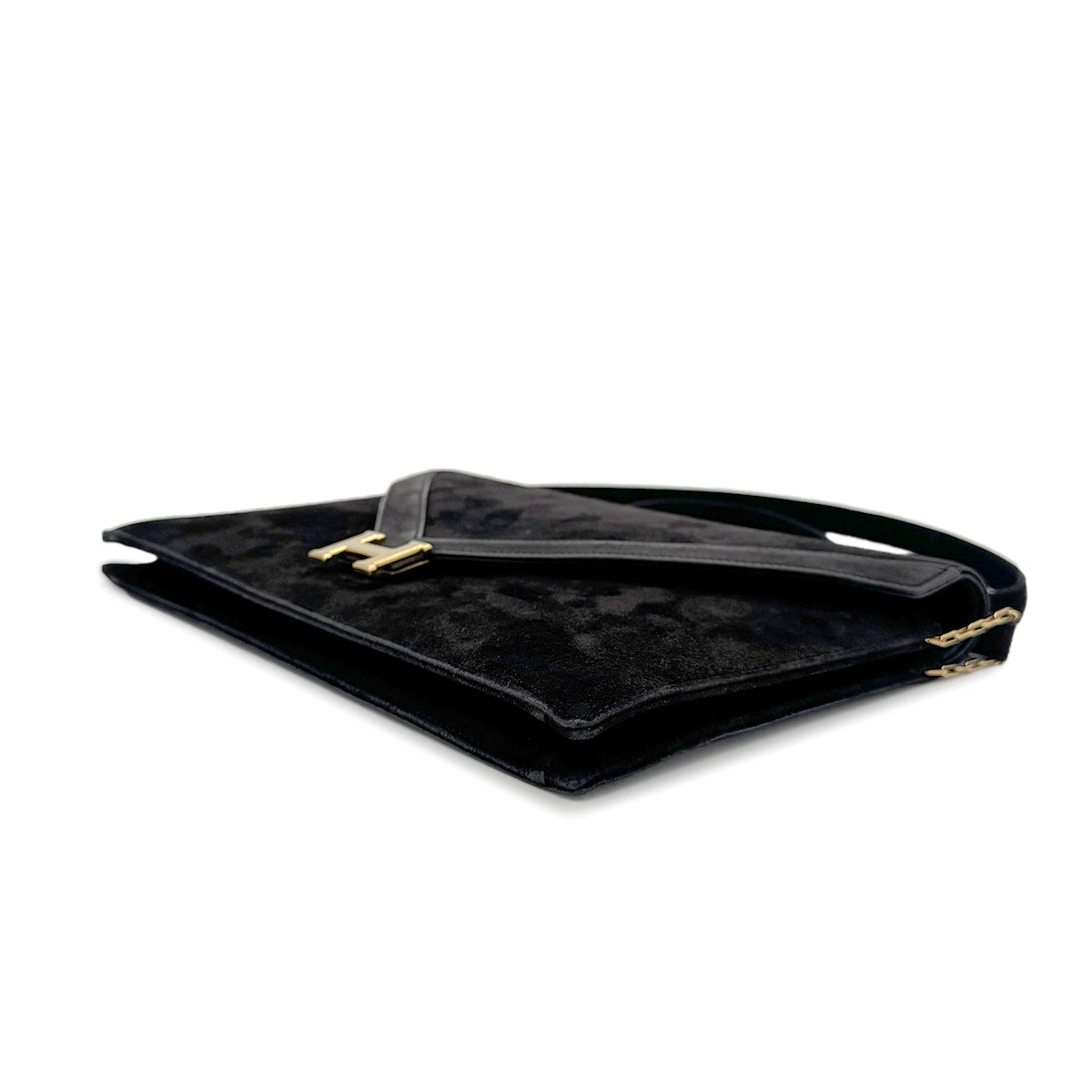 HERMES LYDIE BLACK DEBRIS CLUTCH SHOULDER BAG 〇F 90274054