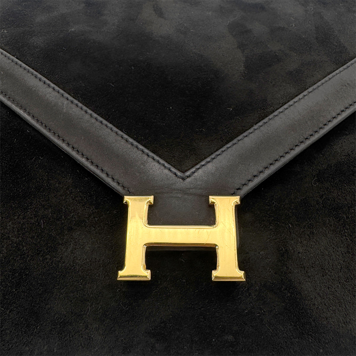 HERMES LYDIE BLACK DEBRIS CLUTCH SHOULDER BAG 〇F 90274054