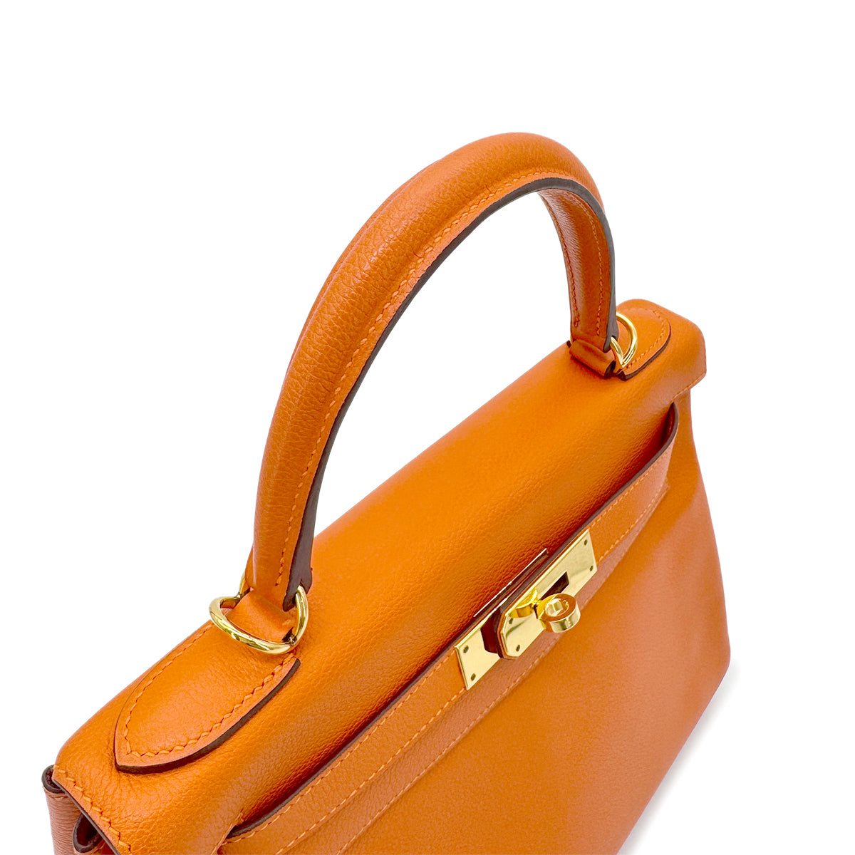 HERMES KELLY 28 RETOURNE ORANGE EVERCOLOR HAND SHOULDER BAG X GHW 90274057