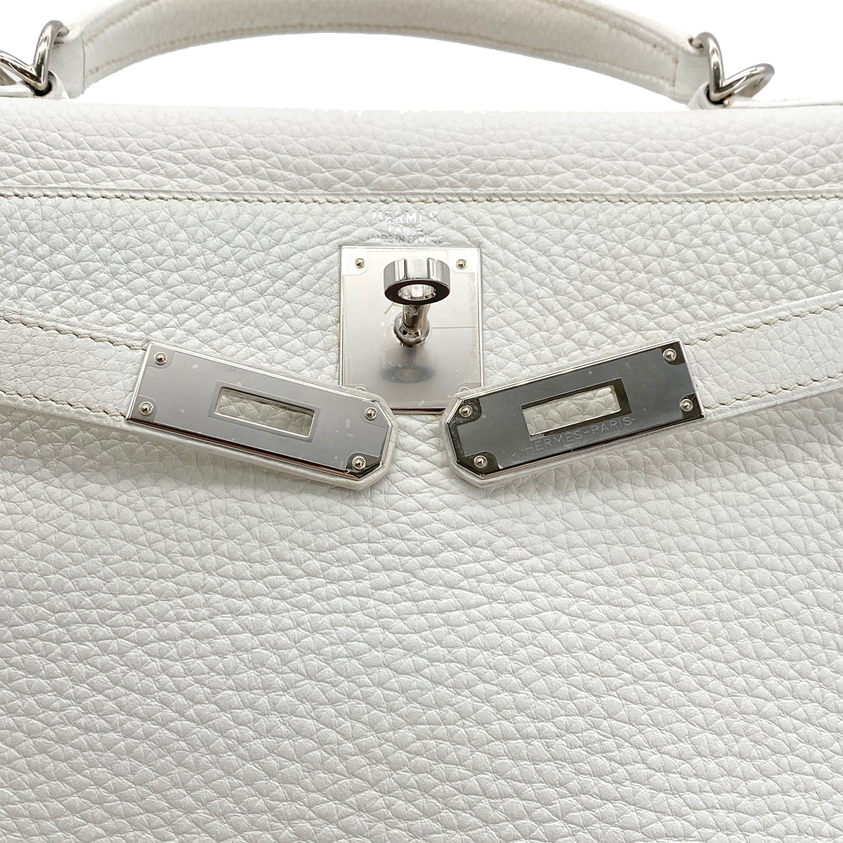HERMES KELLY 28 RETOURNE WHITE TAURILLON CLEMENCE HAND SHOULDER BAG □H SHW 90274059