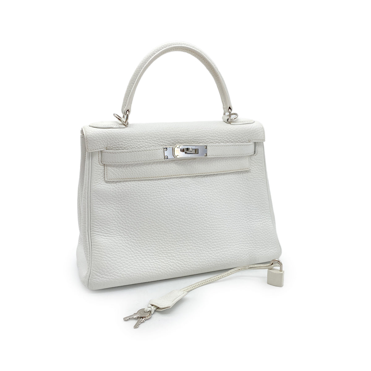 HERMES KELLY 28 RETOURNE WHITE TAURILLON CLEMENCE HAND SHOULDER BAG □H SHW 90274059