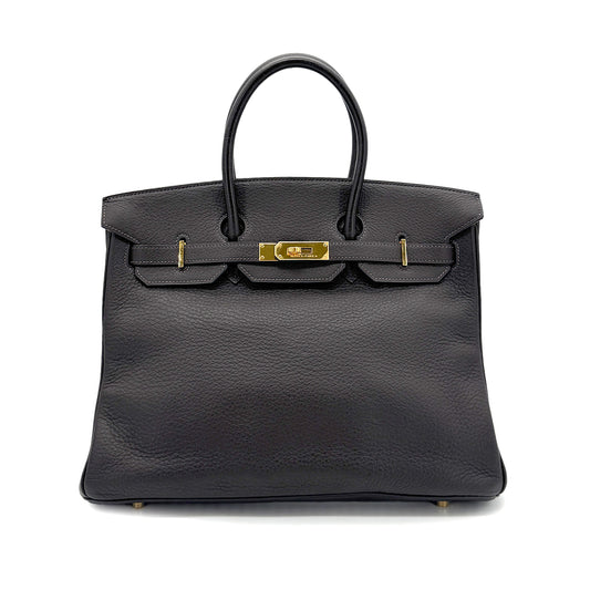 HERMES BIRKIN 35 BROWN TAURILLON CLEMENCE HAND BAG ▢F 90274060