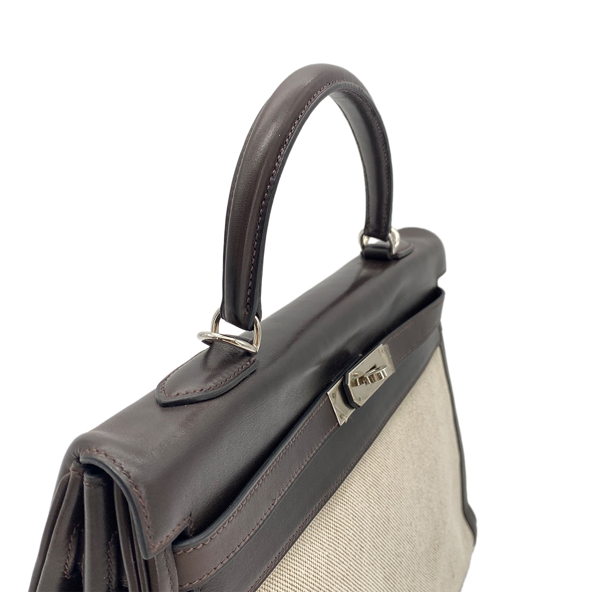 HERMES KELLY 35 RETOURNE NATUREL DARK BROWN EVERCALF TOILE H □G SHW 90274062