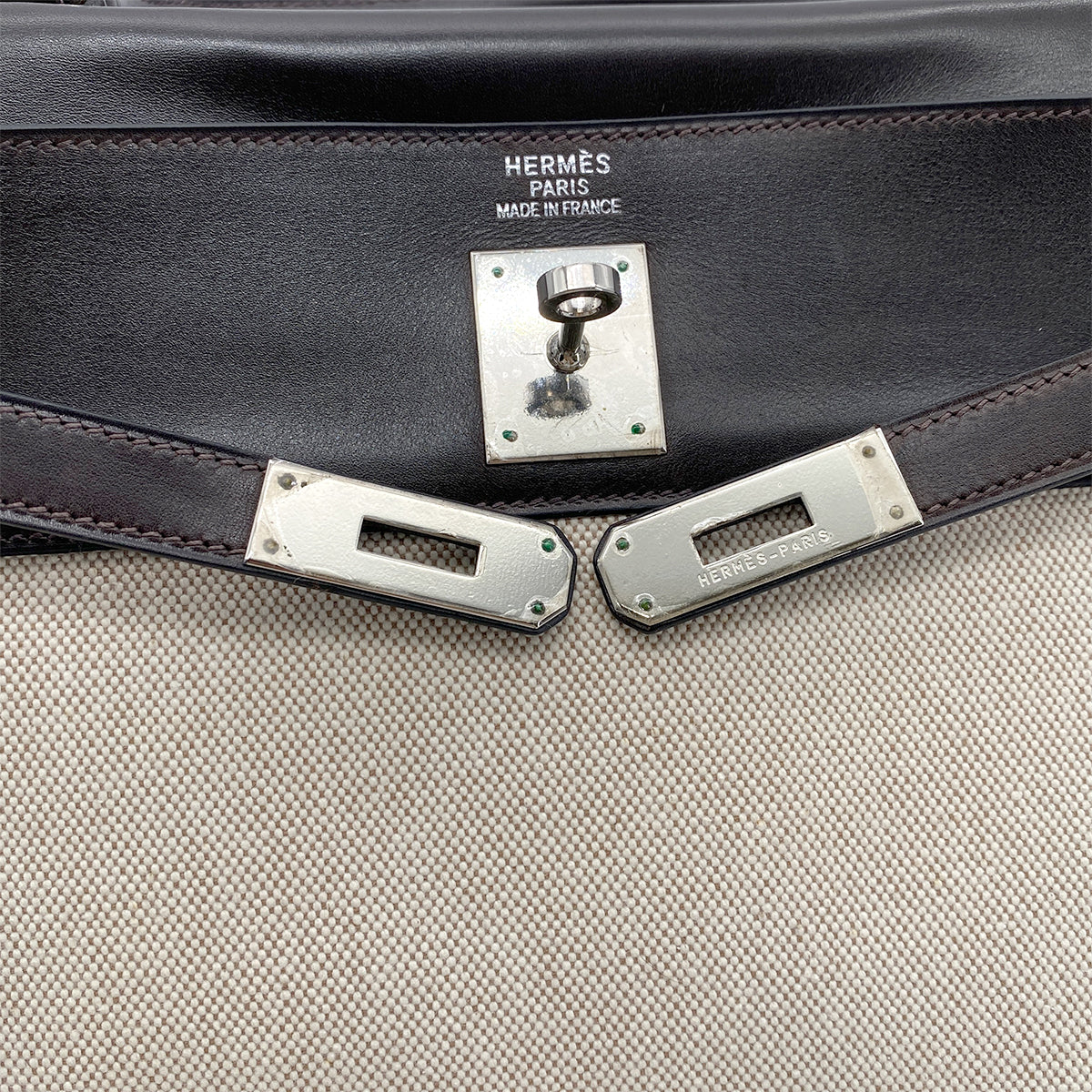 HERMES KELLY 35 RETOURNE NATUREL DARK BROWN EVERCALF TOILE H □G SHW 90274062