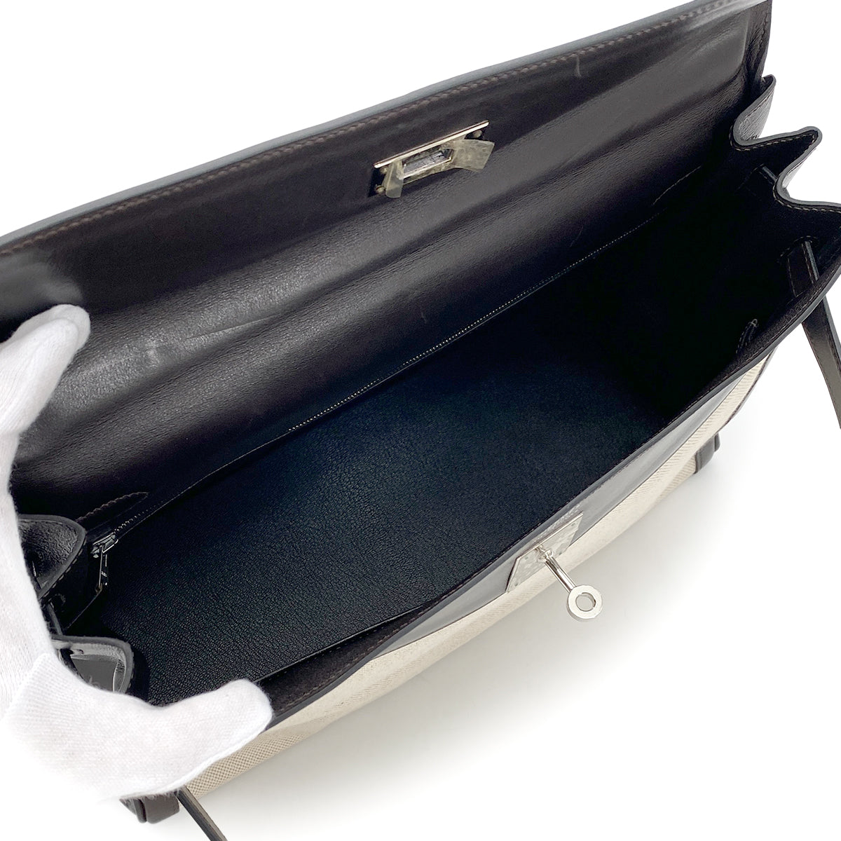 HERMES KELLY 35 RETOURNE NATUREL DARK BROWN EVERCALF TOILE H □G SHW 90274062