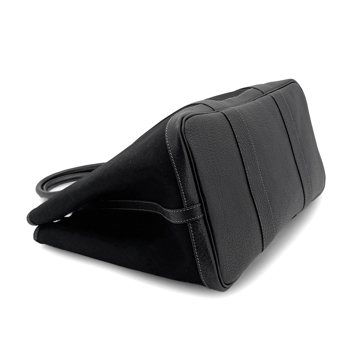 HERMES GARDEN PARTY PM BLACK TOILE OFFICIER HAND BAG □G 90274063