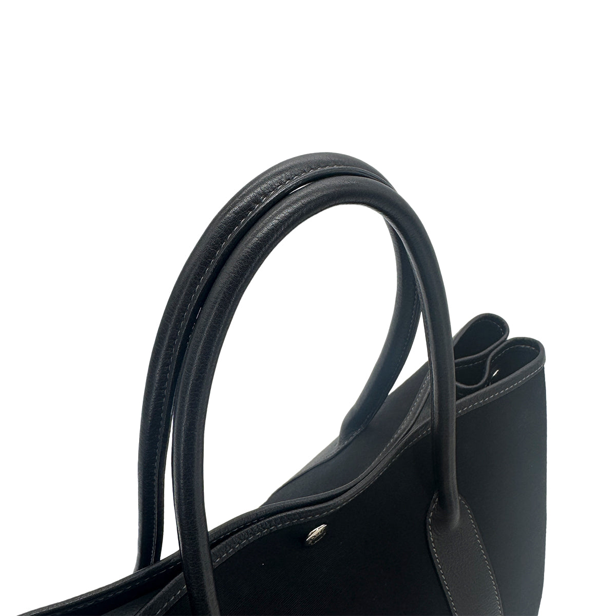 HERMES GARDEN PARTY PM BLACK TOILE OFFICIER HAND BAG □G 90274063