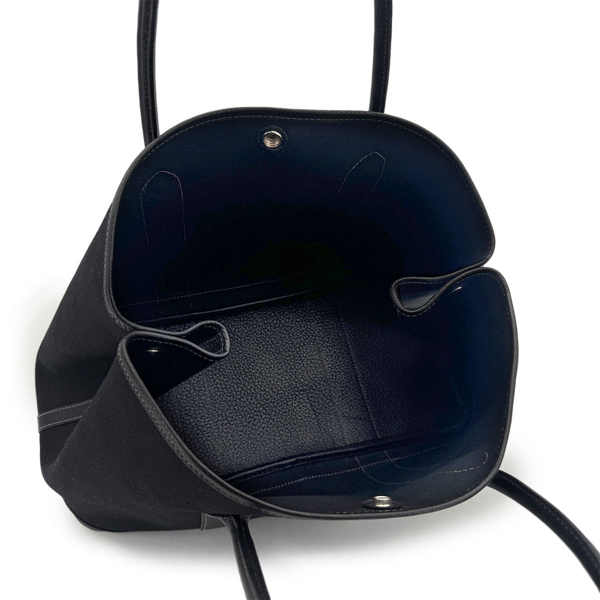 HERMES GARDEN PARTY PM BLACK TOILE OFFICIER HAND BAG □G 90274063