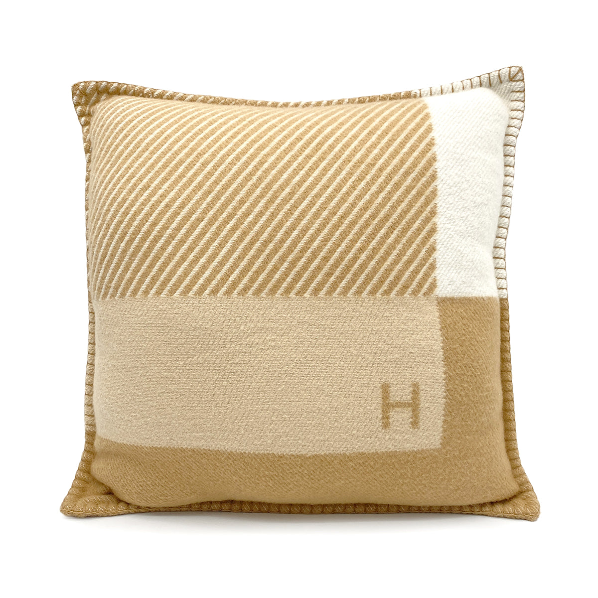 HERMES CUSHION H RIVIERA BEIGE WOOL CASHMERE 90274075