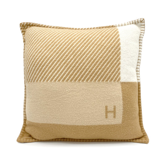 HERMES CUSHION H RIVIERA BEIGE WOOL CASHMERE 90274075