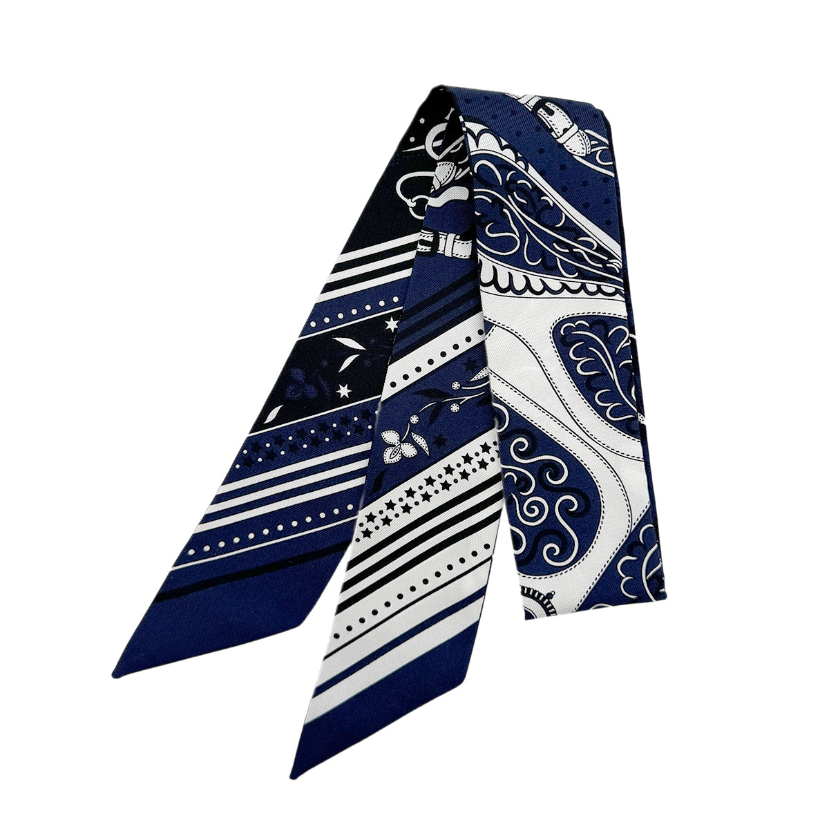 HERMES TWILLY FESTIVAL DES AMAZONES SCARF MARINE BLACK WHITE 90274081