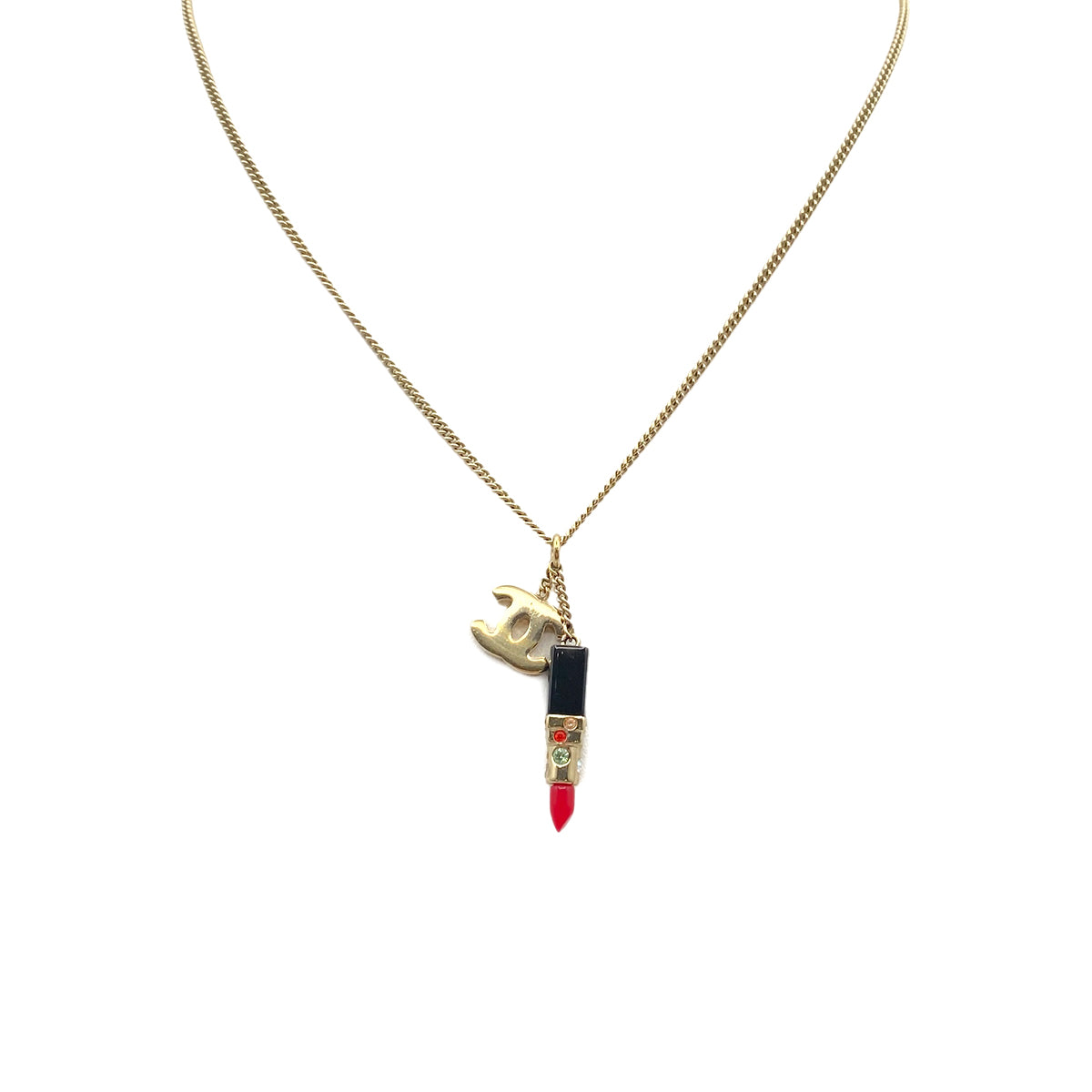 CHANEL NECKLACE LIP MOTIF COCOMARK RHINESTONE ACCESSORY 04A 90274086