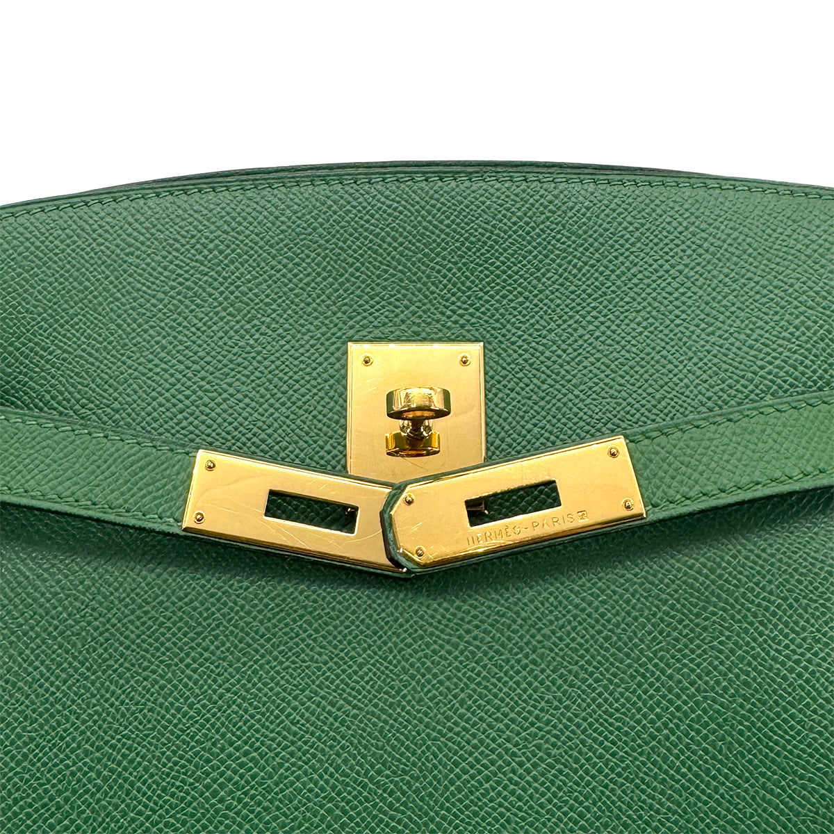 HERMES KELLY SPORTS GM GREEN COUCHEVEL SHOULDER BAG □C 90274181