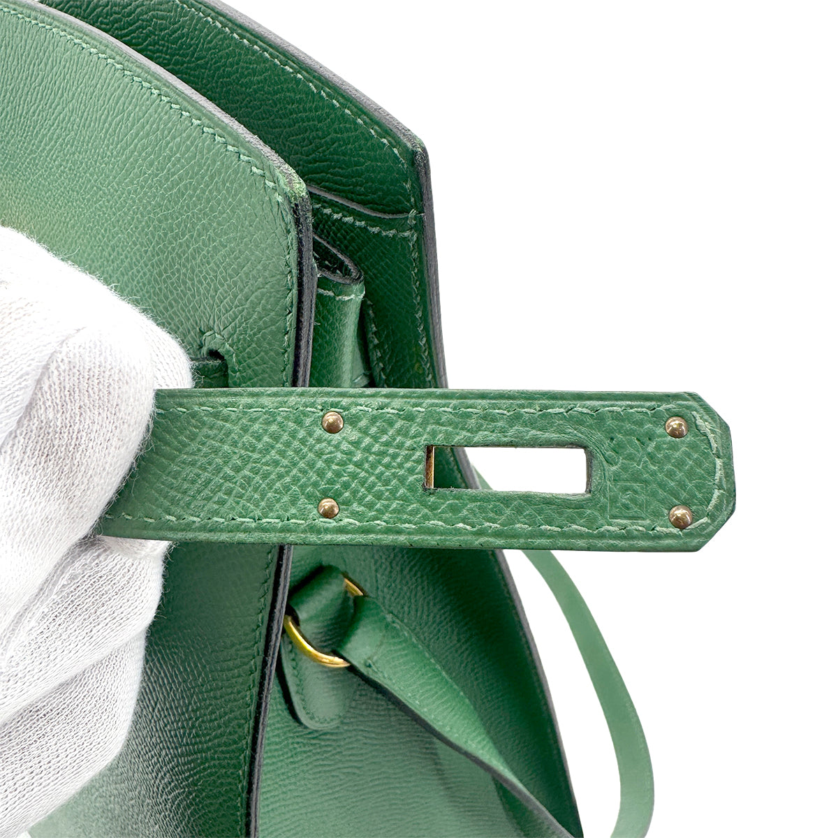 HERMES KELLY SPORTS GM GREEN COUCHEVEL SHOULDER BAG □C 90274181