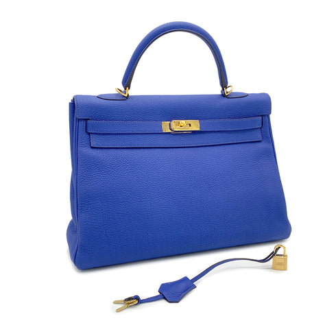 HERMES KELLY 35 RETOURNE BLUE ELECTRIC TOGO □O GHW 90274406 - PURPOSE