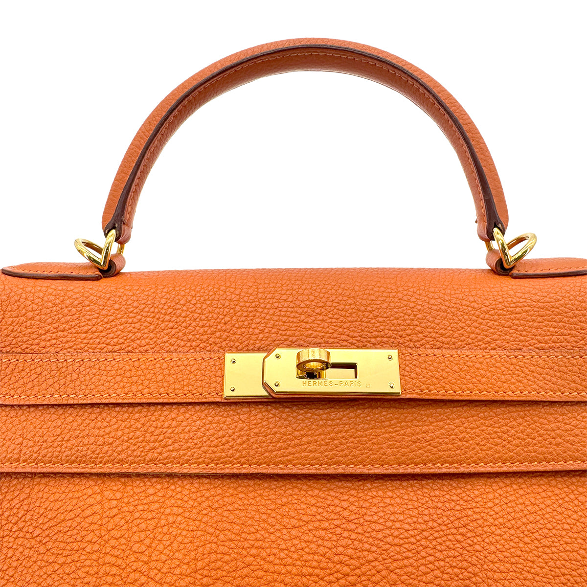HERMES KELLY 32 RETOURNE ORANGE TOGO HAND SHOULDER BAG □F 90274408