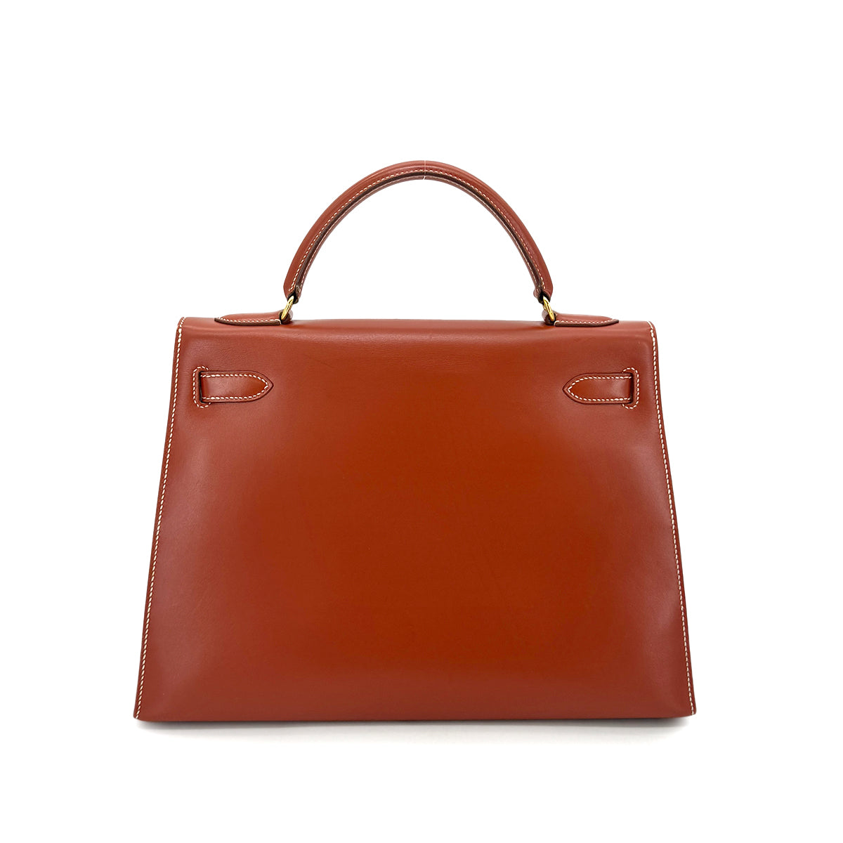 HERMES KELLY 32 SELLIER BRIQUE BOXCALF HAND SHOULDER BAG 〇X 90274409