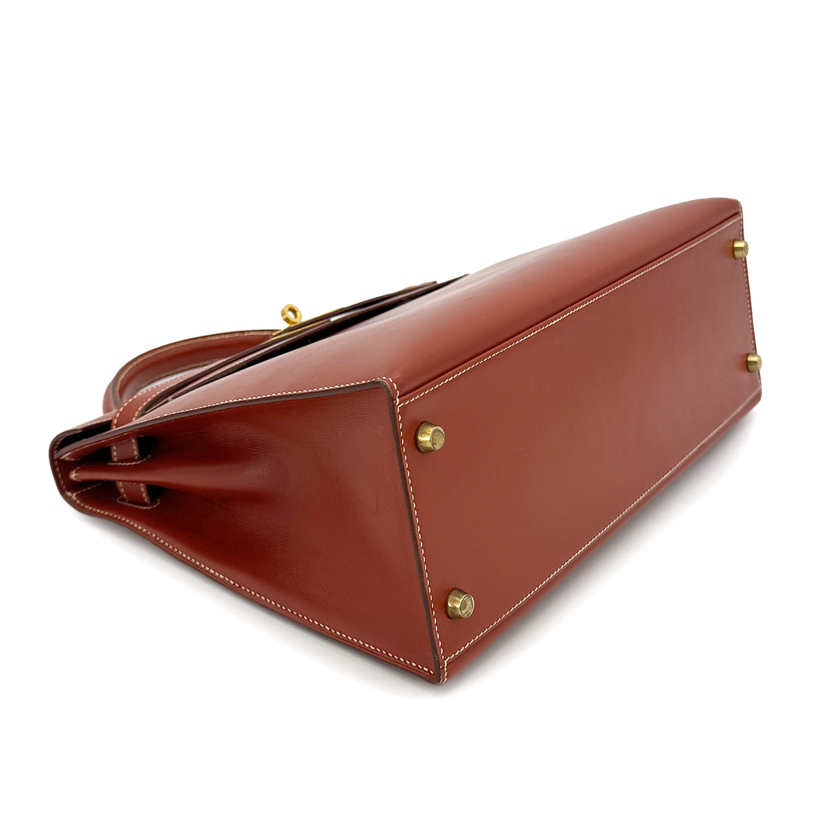 HERMES KELLY 32 SELLIER BRIQUE BOXCALF HAND SHOULDER BAG 〇X 90274409