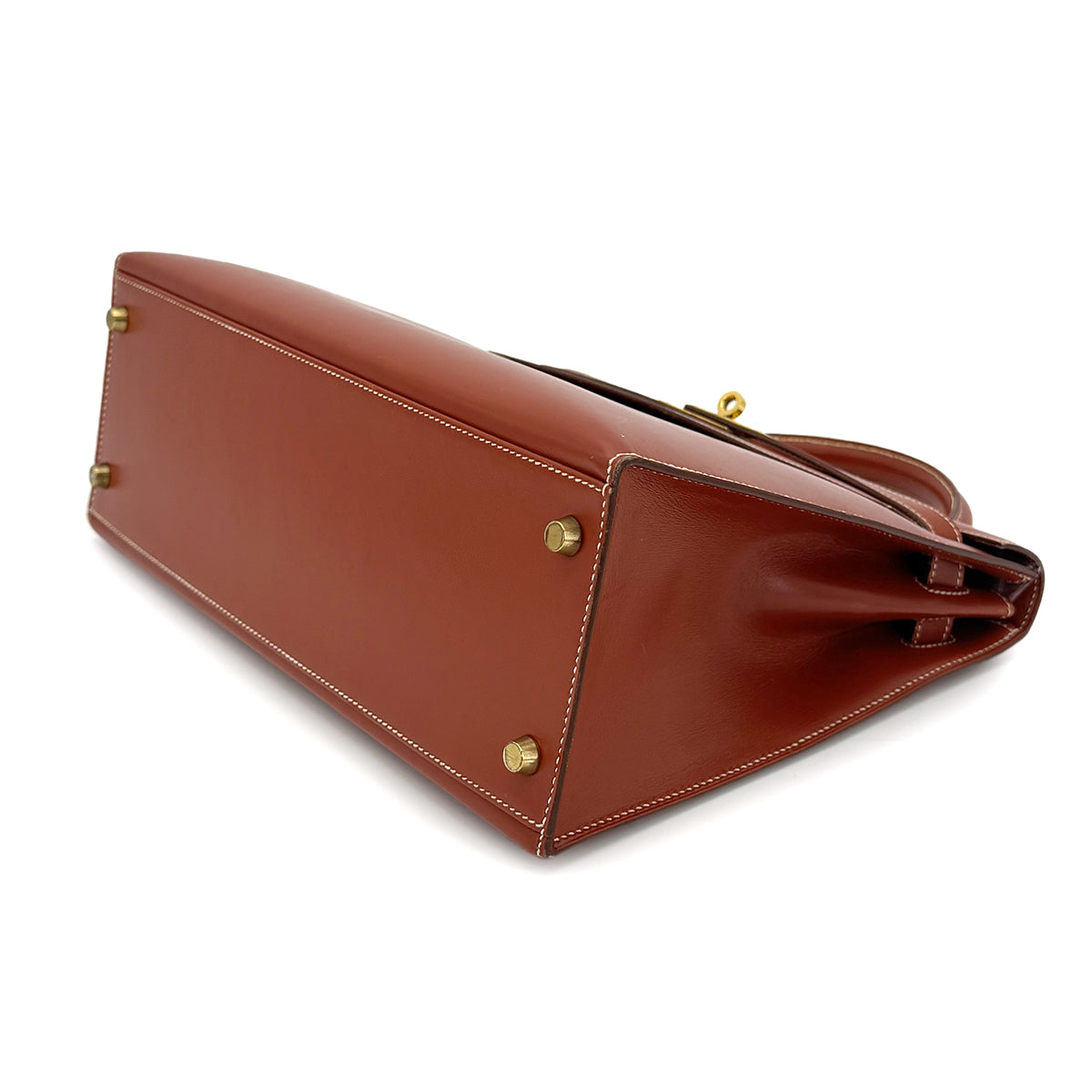 HERMES KELLY 32 SELLIER BRIQUE BOXCALF HAND SHOULDER BAG 〇X 90274409