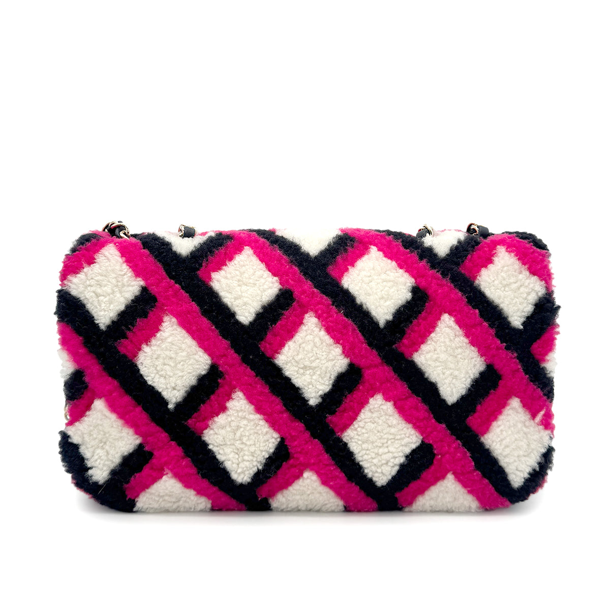 CHANEL SHEARLING MOUTON CHAIN SHOULDER BAG MULTICOLOR 90274410