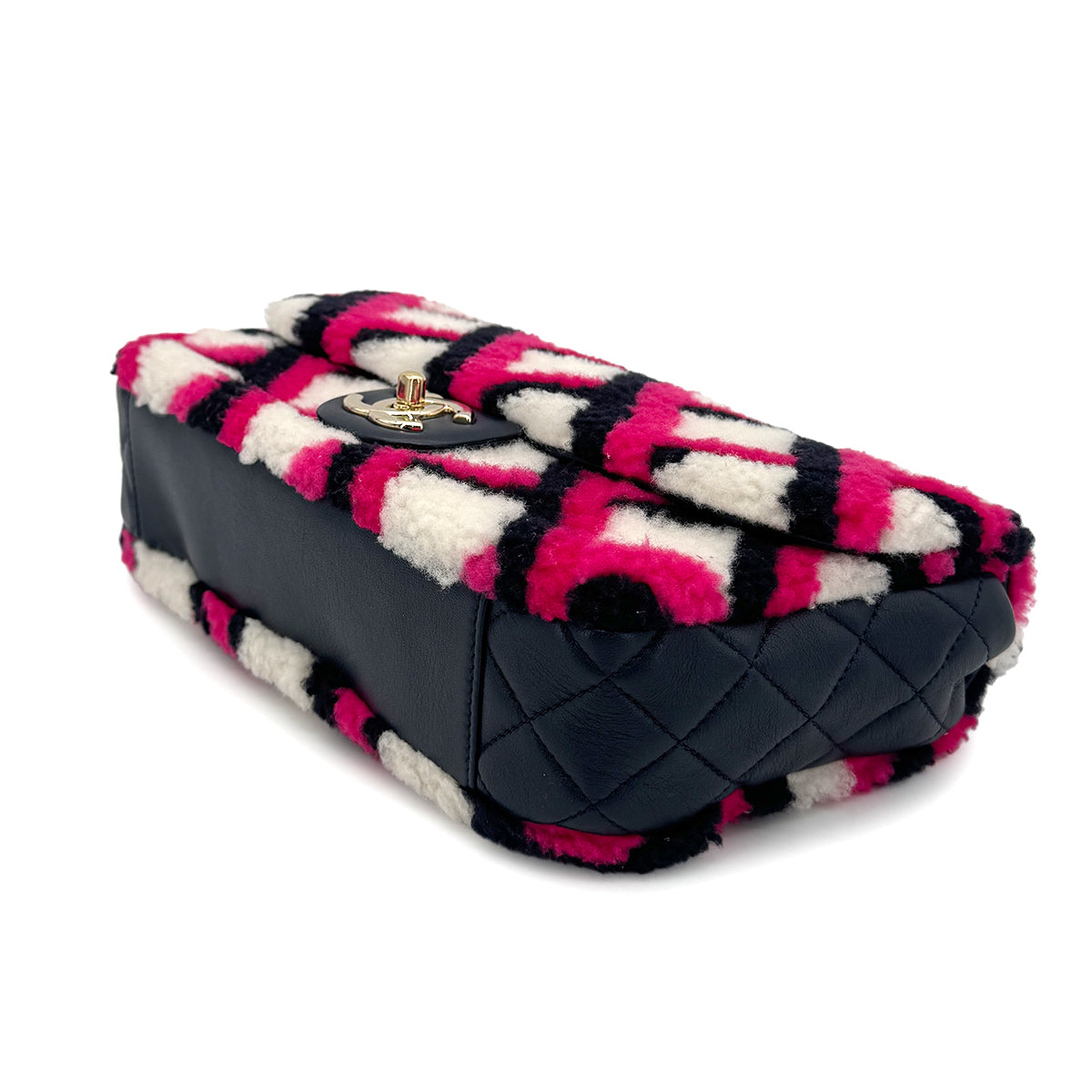 CHANEL SHEARLING MOUTON CHAIN SHOULDER BAG MULTICOLOR 90274410