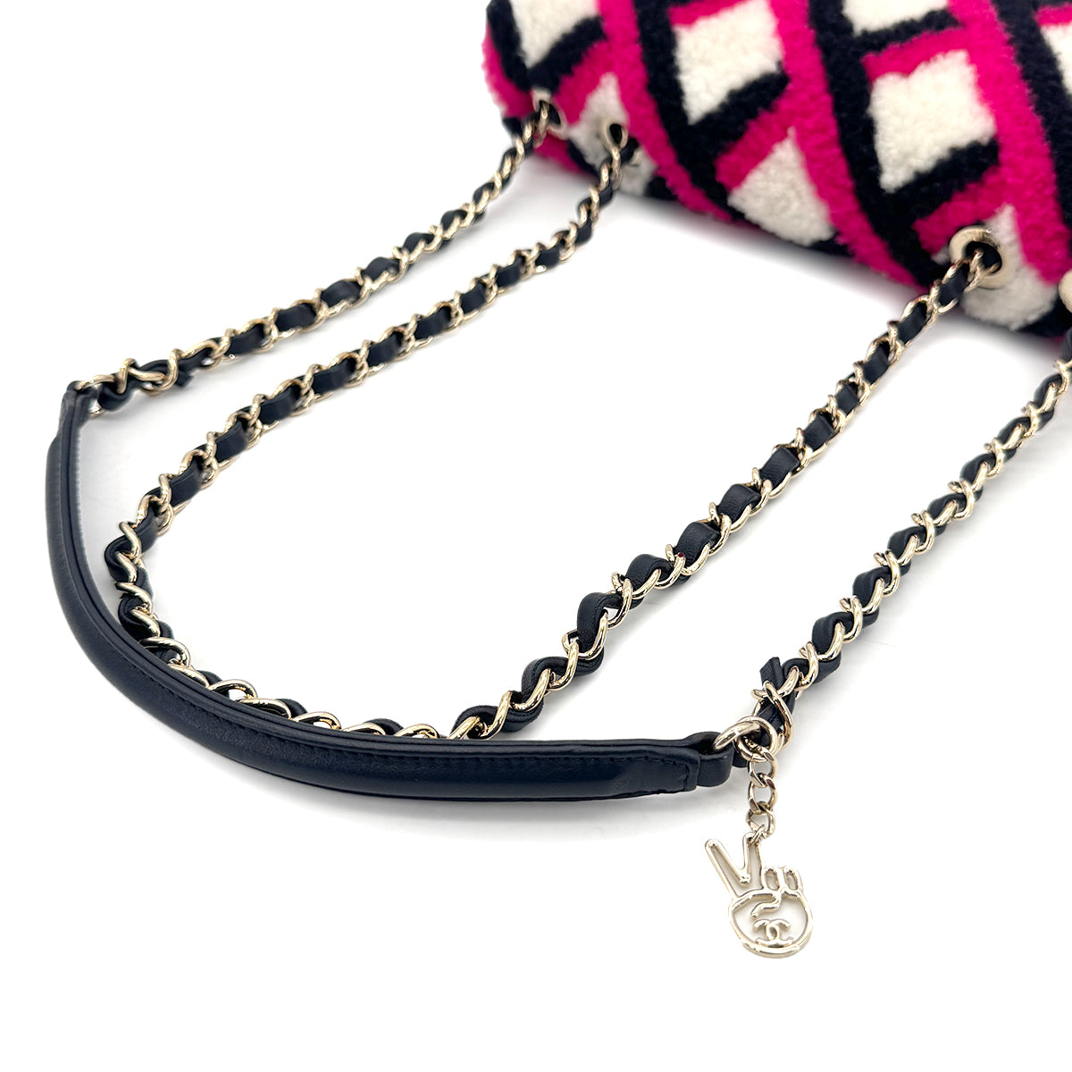 CHANEL SHEARLING MOUTON CHAIN SHOULDER BAG MULTICOLOR 90274410