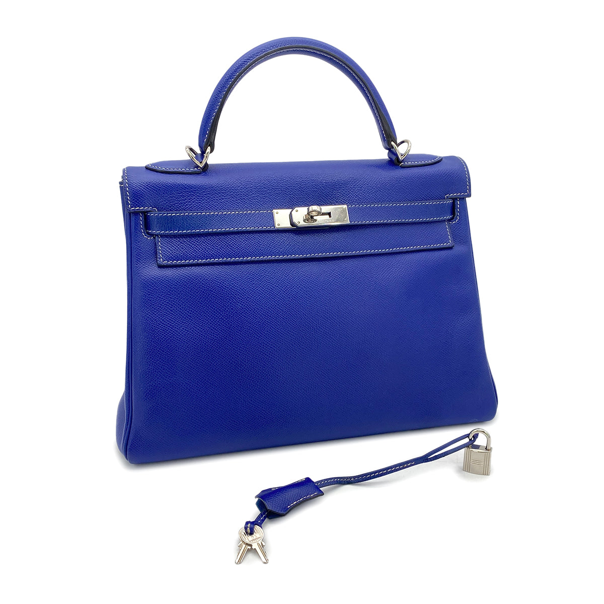 HERMES CANDY KELLY 32 RETOURNE BLUE ELECTRIC MYKONOS VEAU EPSOM HAND BAG □P SHW 90274413