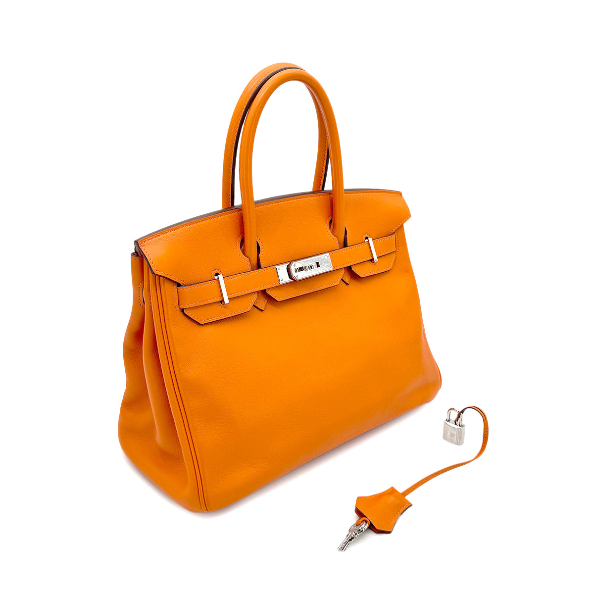 HERMES BIRKIN 30 ORANGE SWIFT HAND BAG □L SHW 90274414
