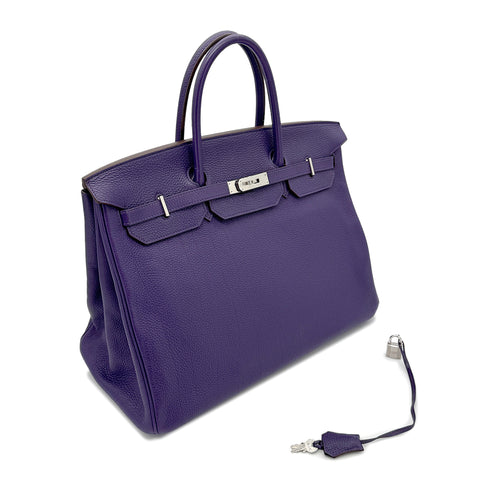 HERMES BIRKIN 40 IRIS TOGO HAND BAG □N PALLADIUM HARDWARE 90274417 - PURPOSE