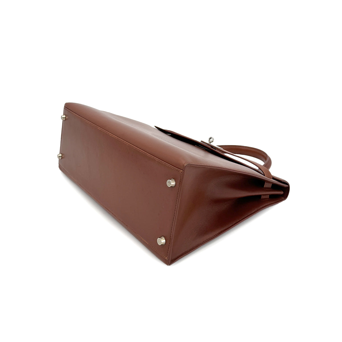 HERMES KELLY 35 SELLIER NOISETTE BOXCALF HAND SHOULDER BAG □E 90274421