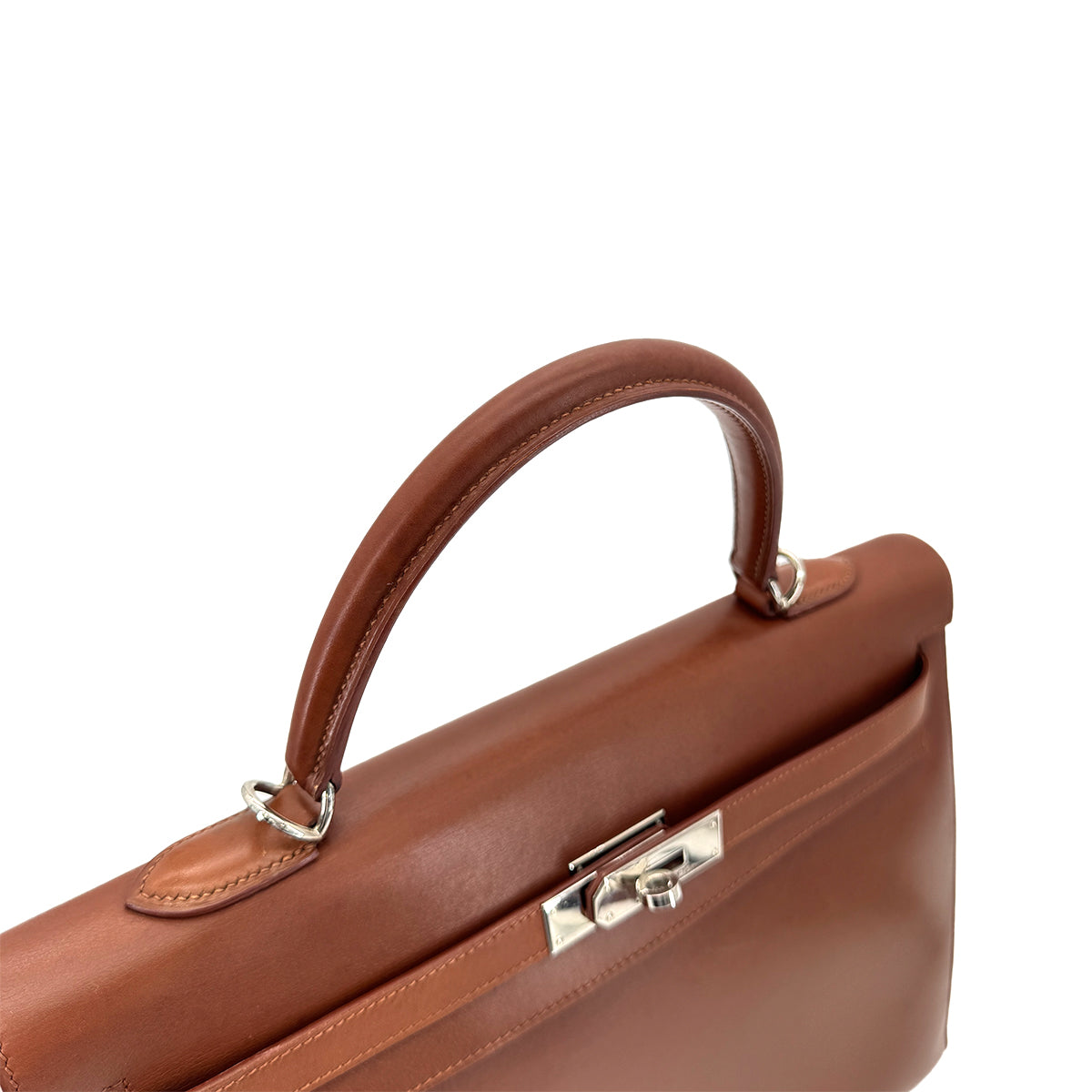 HERMES KELLY 35 SELLIER NOISETTE BOXCALF HAND SHOULDER BAG □E 90274421