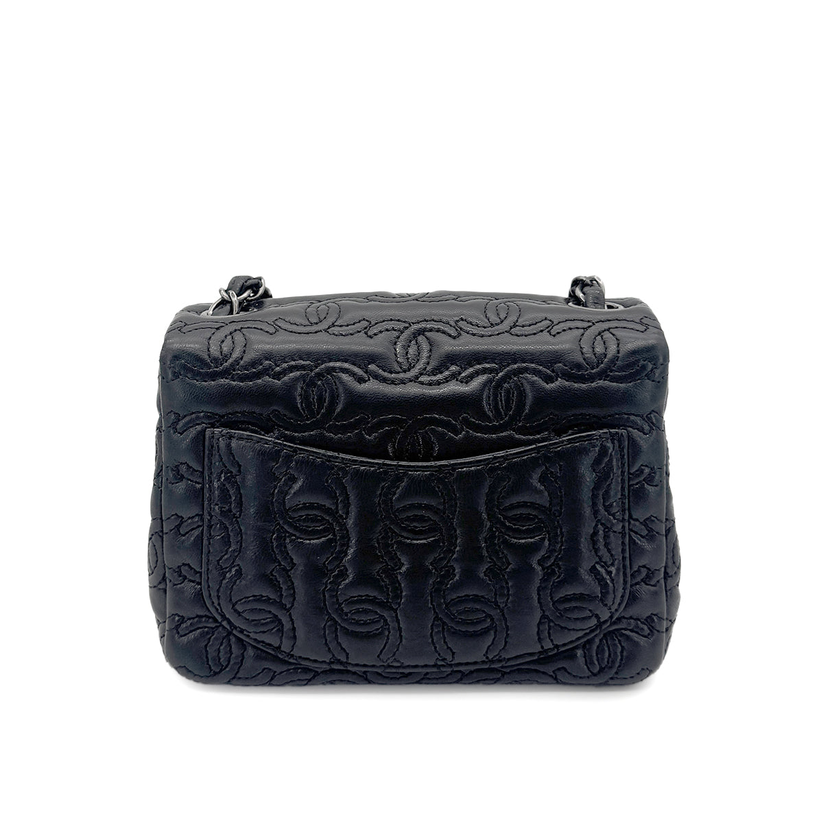 CHANEL MINI MATELASSE CHAIN SHOULDER BAG BLACK LAMB SKIN 90274429