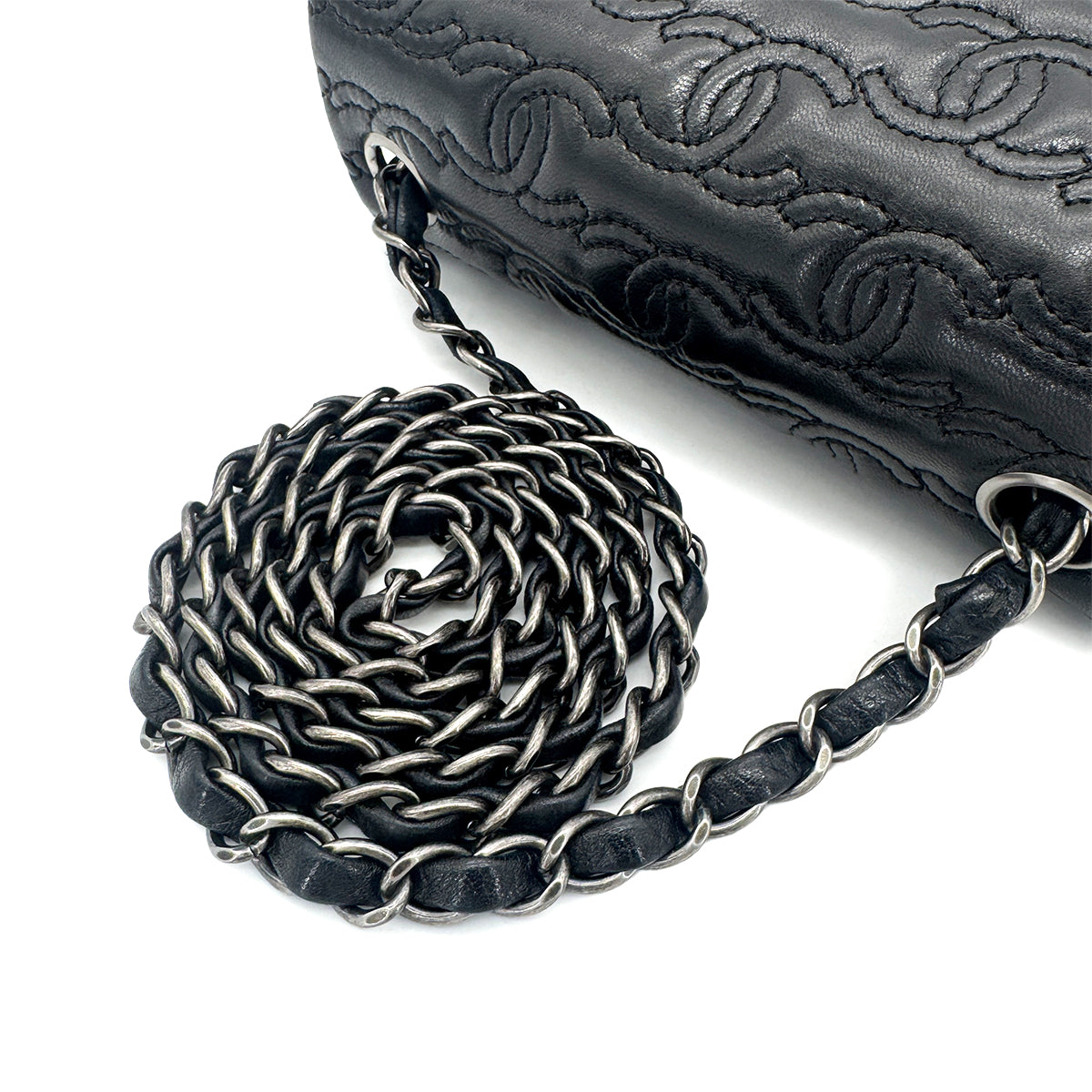 CHANEL MINI MATELASSE CHAIN SHOULDER BAG BLACK LAMB SKIN 90274429