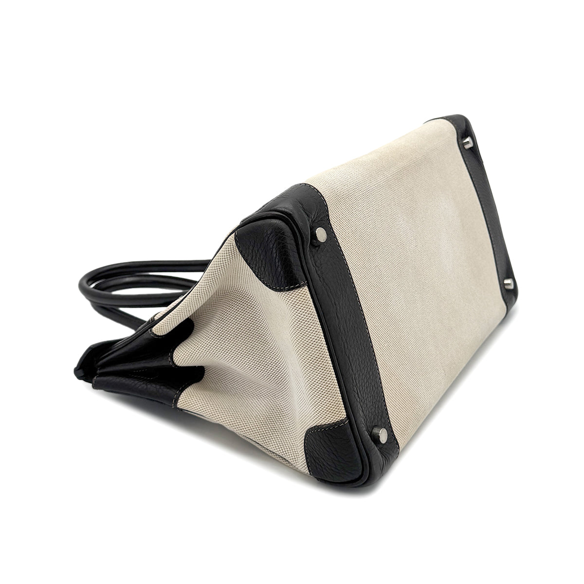 HERMES BIRKIN 35 EBENE TAURILLON CLEMENCE TOILE H HAND BAG □E SHW 90274430