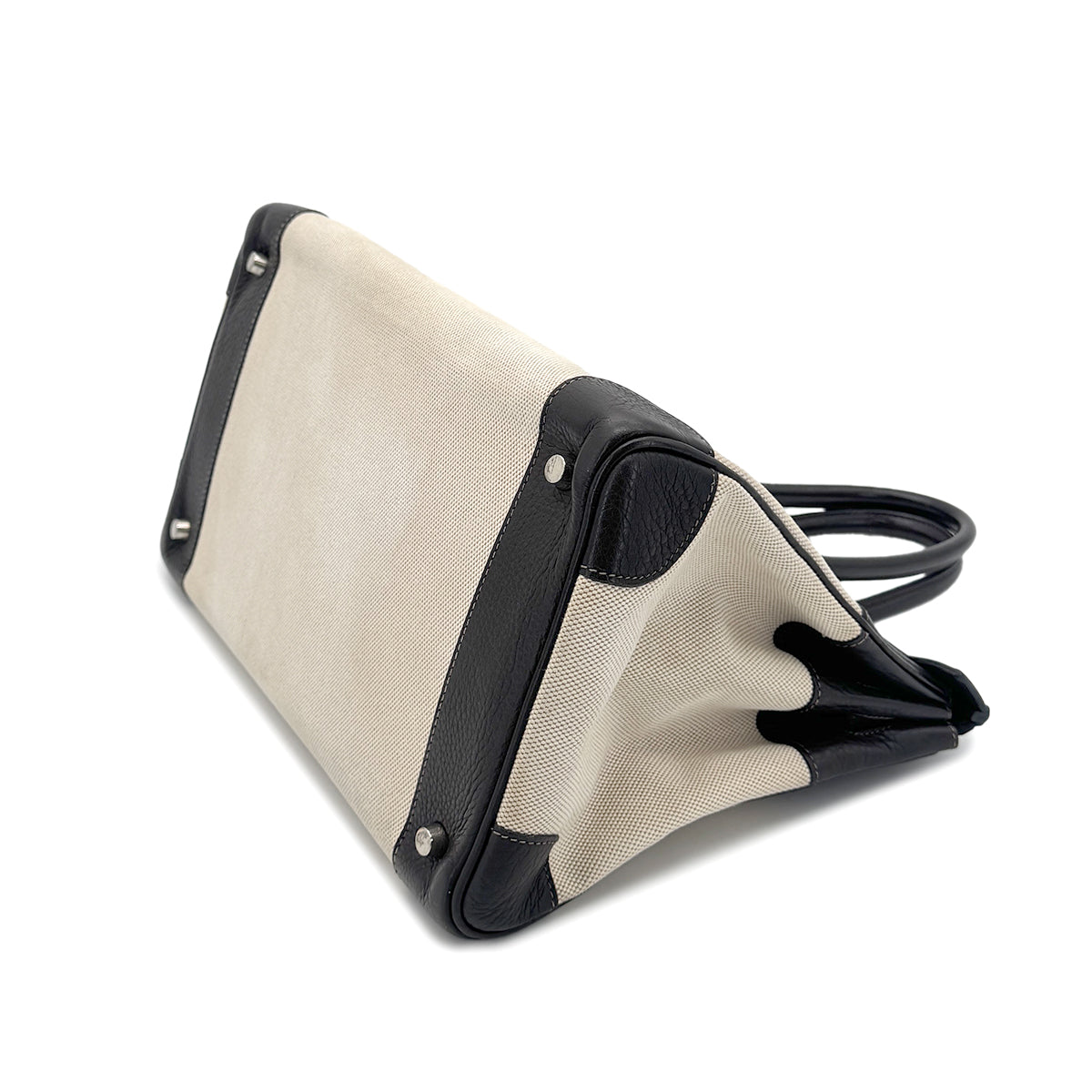 HERMES BIRKIN 35 EBENE TAURILLON CLEMENCE TOILE H HAND BAG □E SHW 90274430