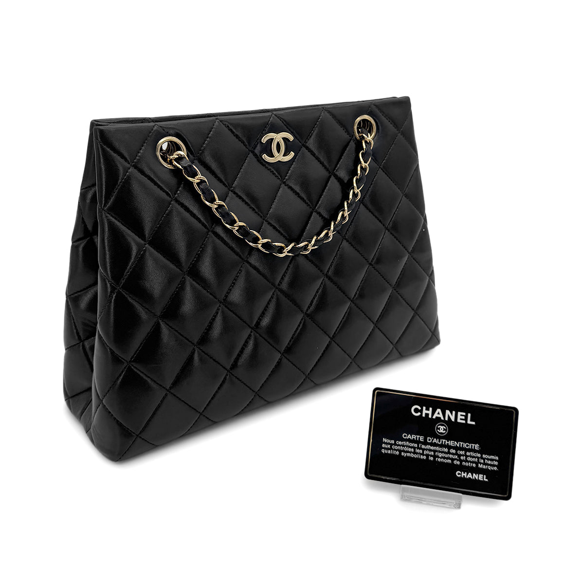 CHANEL VINTAGE MATELASSE CHAIN SHOULDER BAG BLACK LAMB SKIN 90274449