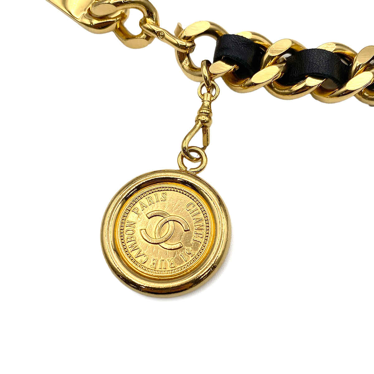 CHANEL VINTAGE CHAIN BELT LEATHER COCOMARK ACCESSORY 90274453