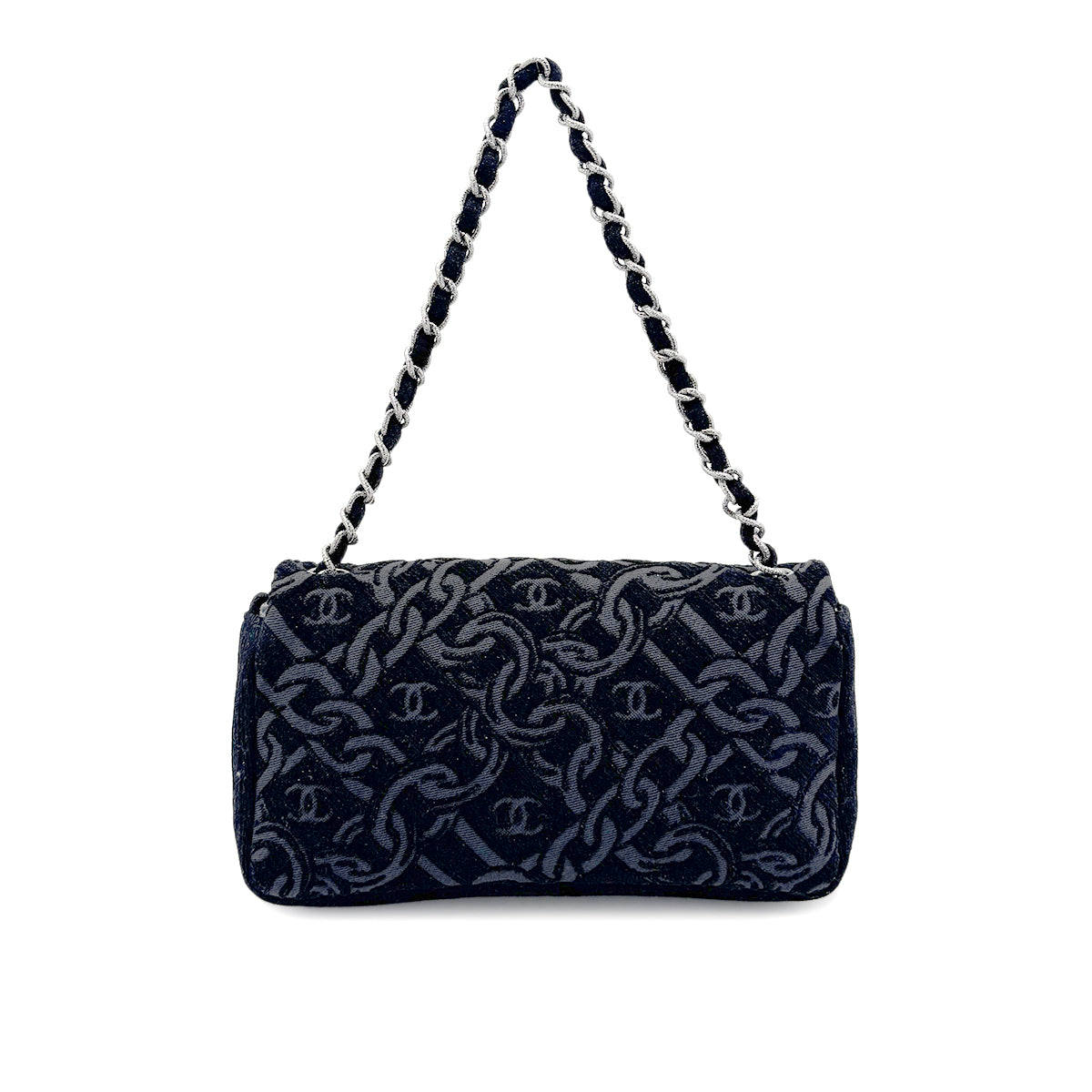 CHANEL COCOMARK CHAIN SHOULDER BAG BLACK JACQUARD 90274455