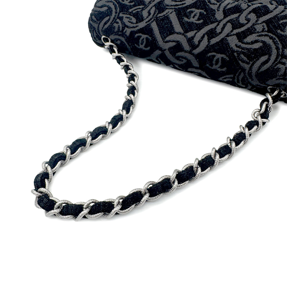 CHANEL COCOMARK CHAIN SHOULDER BAG BLACK JACQUARD 90274455