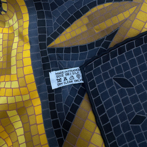 HERMES CARRE 90 CAVE FELEM SCARF SILK BLACK YELLOW 90274459 - PURPOSE