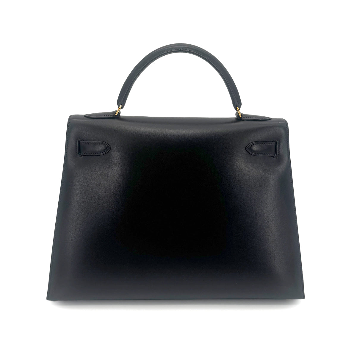 HERMES KELLY 32 SELLIER BLACK BOXCALF HAND SHOULDER BAG 〇A 90274465