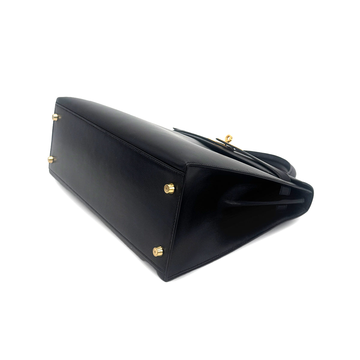 HERMES KELLY 32 SELLIER BLACK BOXCALF HAND SHOULDER BAG 〇A 90274465