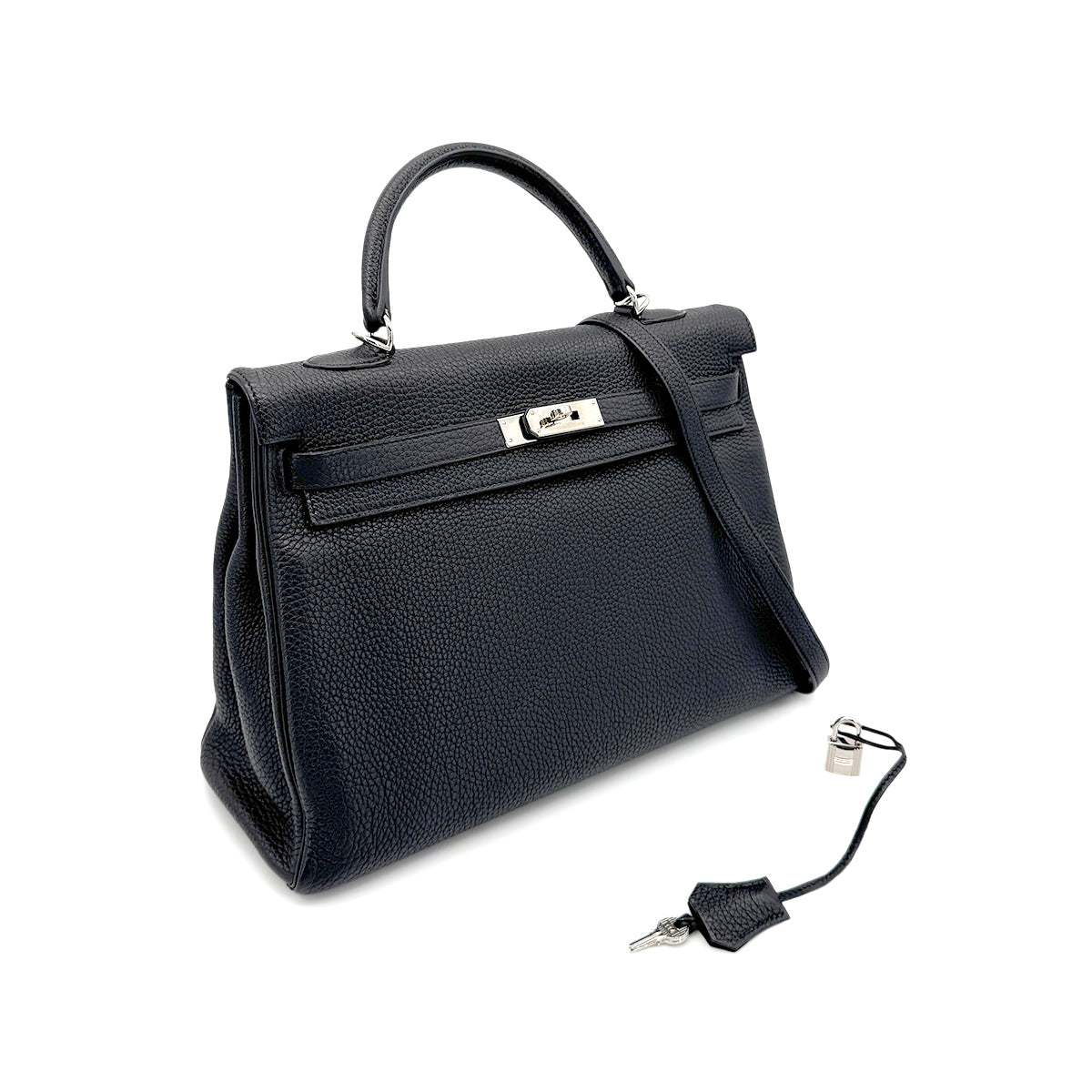 HERMES KELLY 35 RETOURNE BLACK TOGO HAND SHOULDER BAG □M SHW 90274470